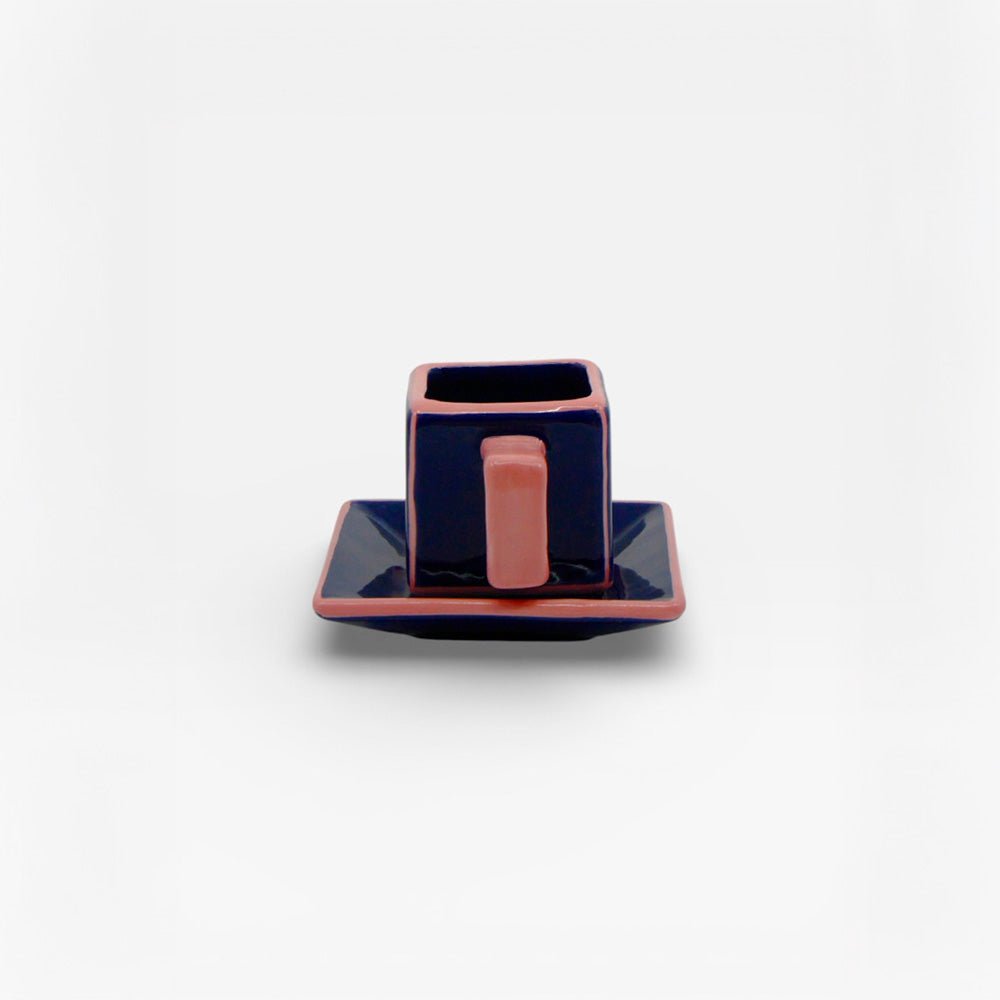 Tasse et Soucoupe à Café Bleu / Rose (lot de 2)