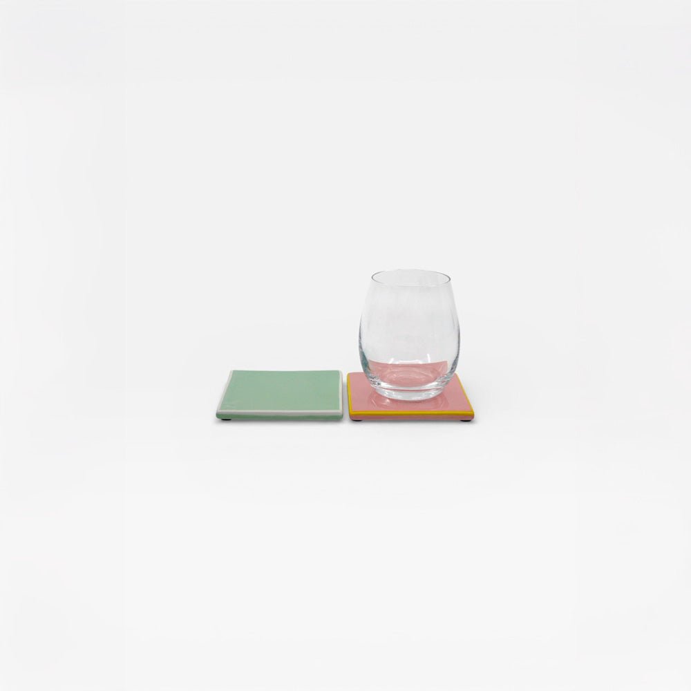 Coasters Tile Pink / Yellow (set of 4)
