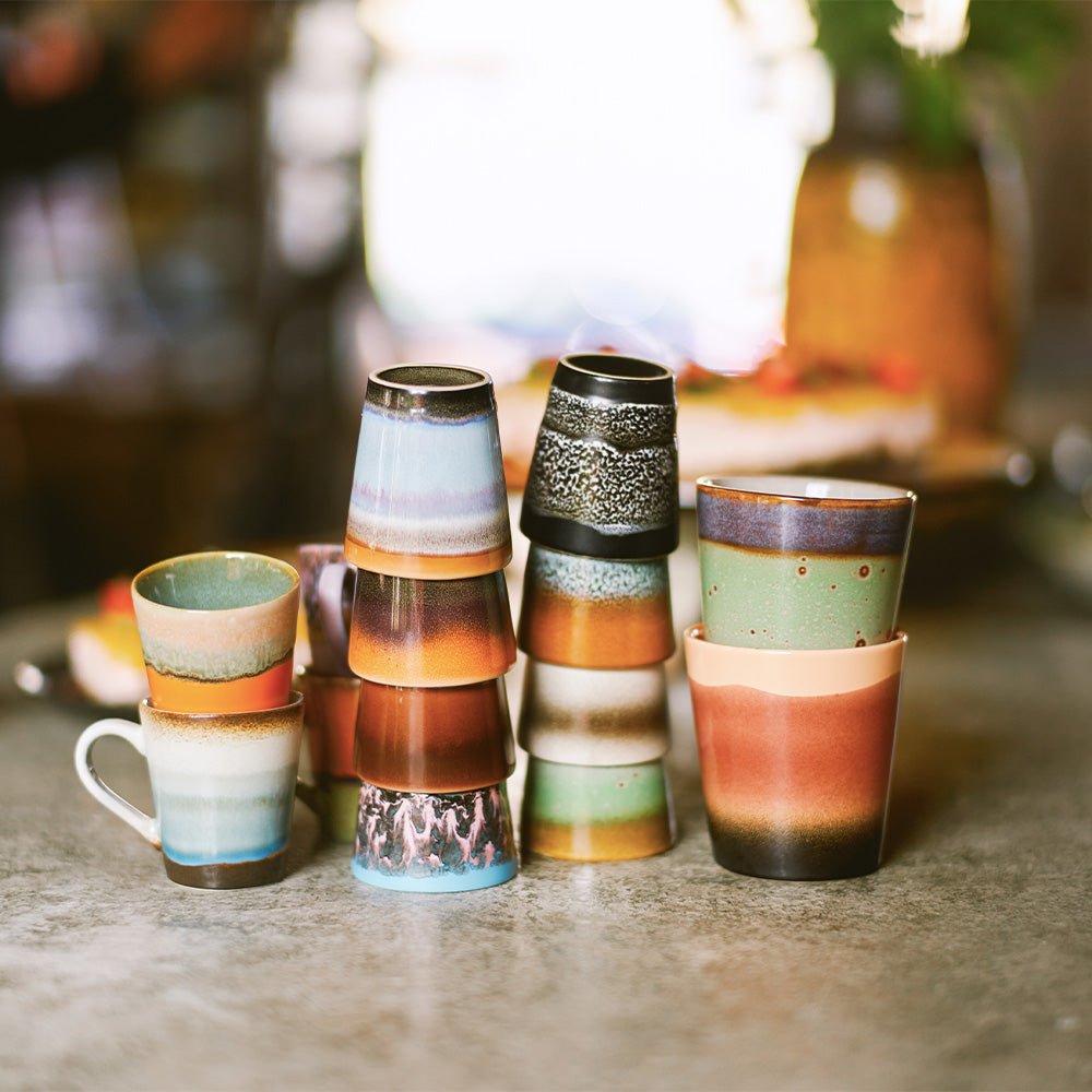 Tasses à expresso rétro en céramique des années 70 (lot de 4)