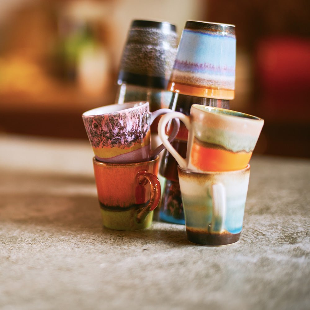 Tasses à expresso rétro en céramique des années 70 (lot de 4)