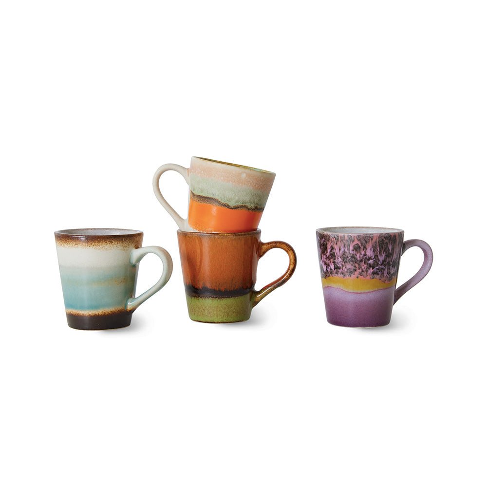 Tasses à expresso rétro en céramique des années 70 (lot de 4)