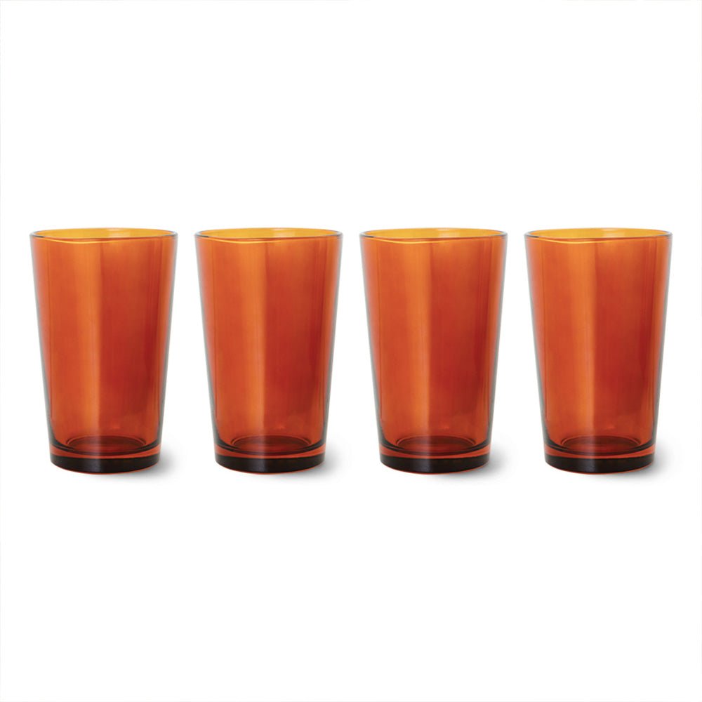 70s Glassware: Tea Glasses - Amber Brown (set de 4)