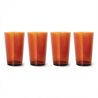 70s Glassware: Tea Glasses - Amber Brown (set de 4)