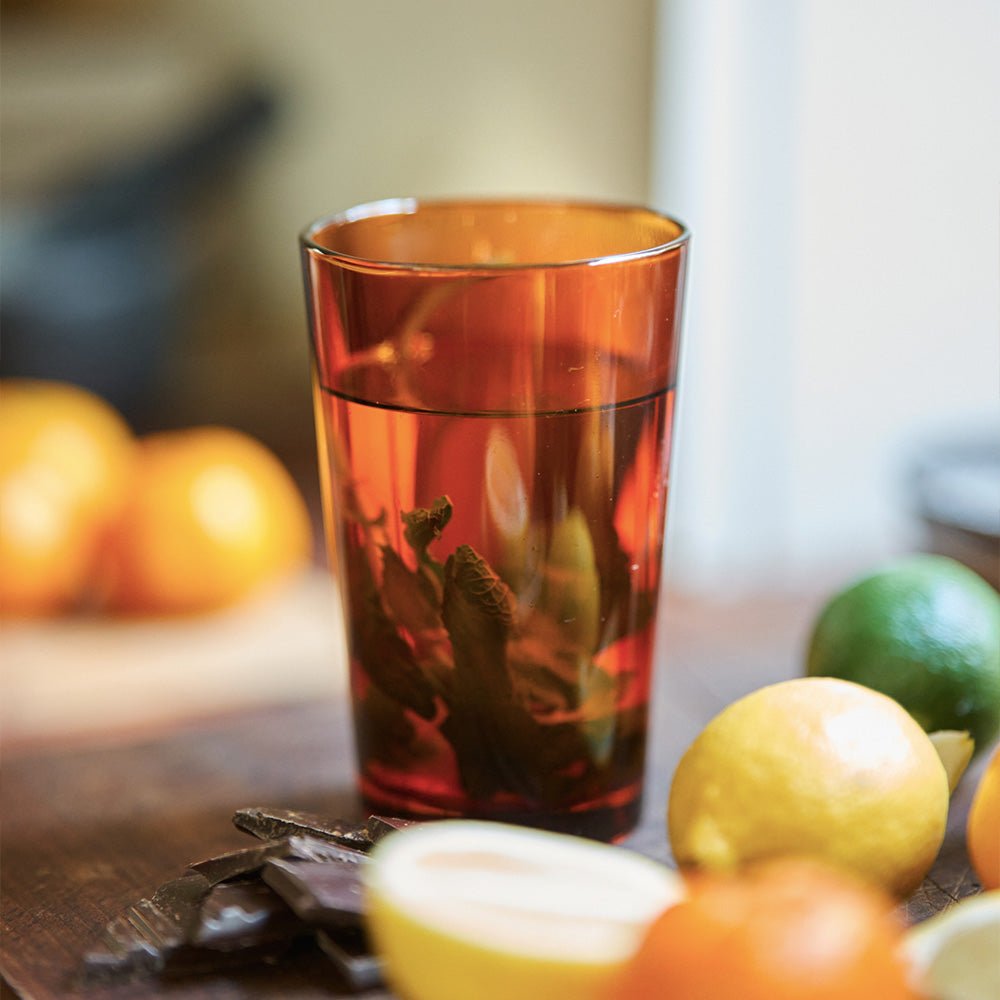 70s Glassware: Tea Glasses - Amber Brown (set de 4)
