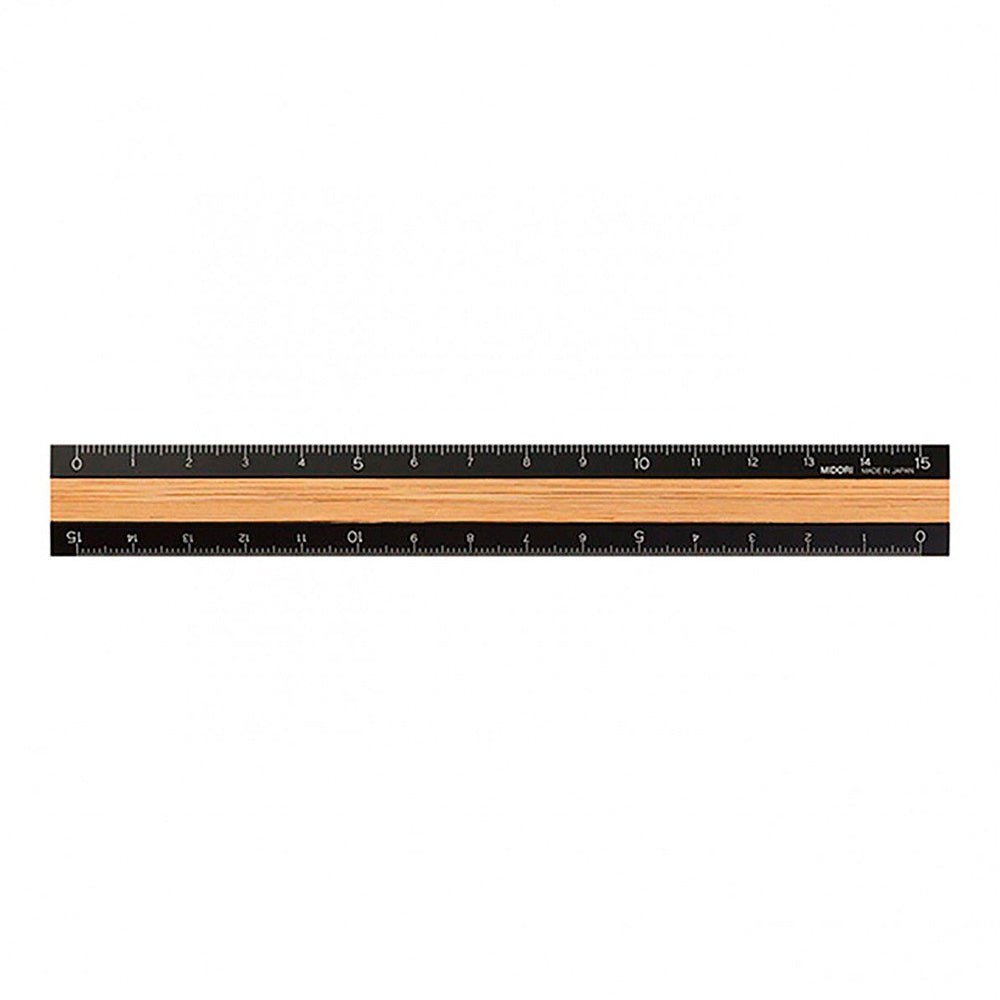 Règle en aluminium et bois 15 cm noir/marron clair