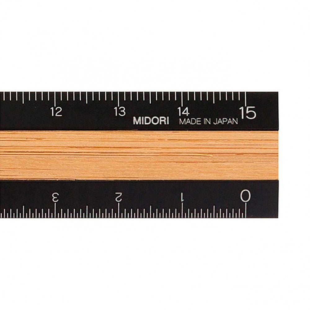Règle en aluminium et bois 15 cm noir/marron clair