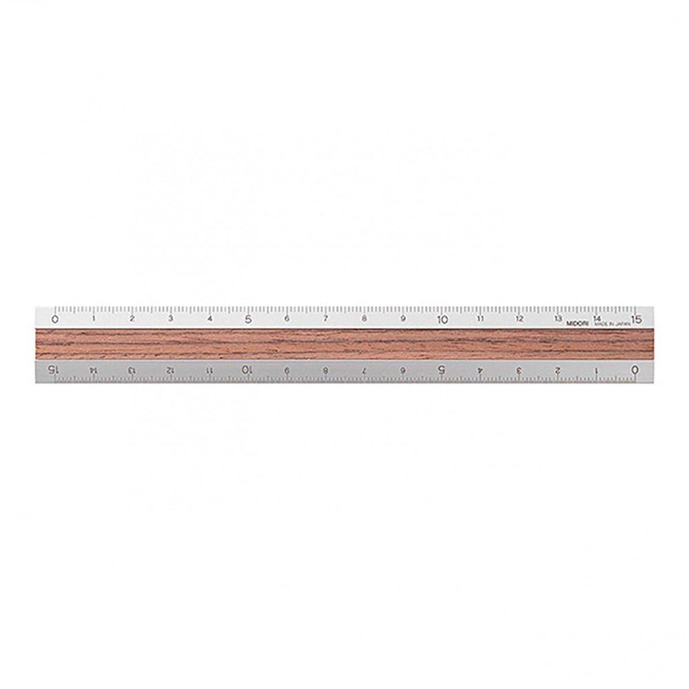 Aluminium and Wood Ruler 15cm Dark Brown
