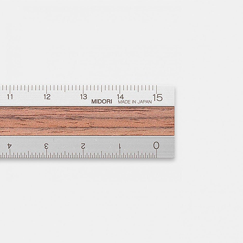Aluminium and Wood Ruler 15cm Dark Brown