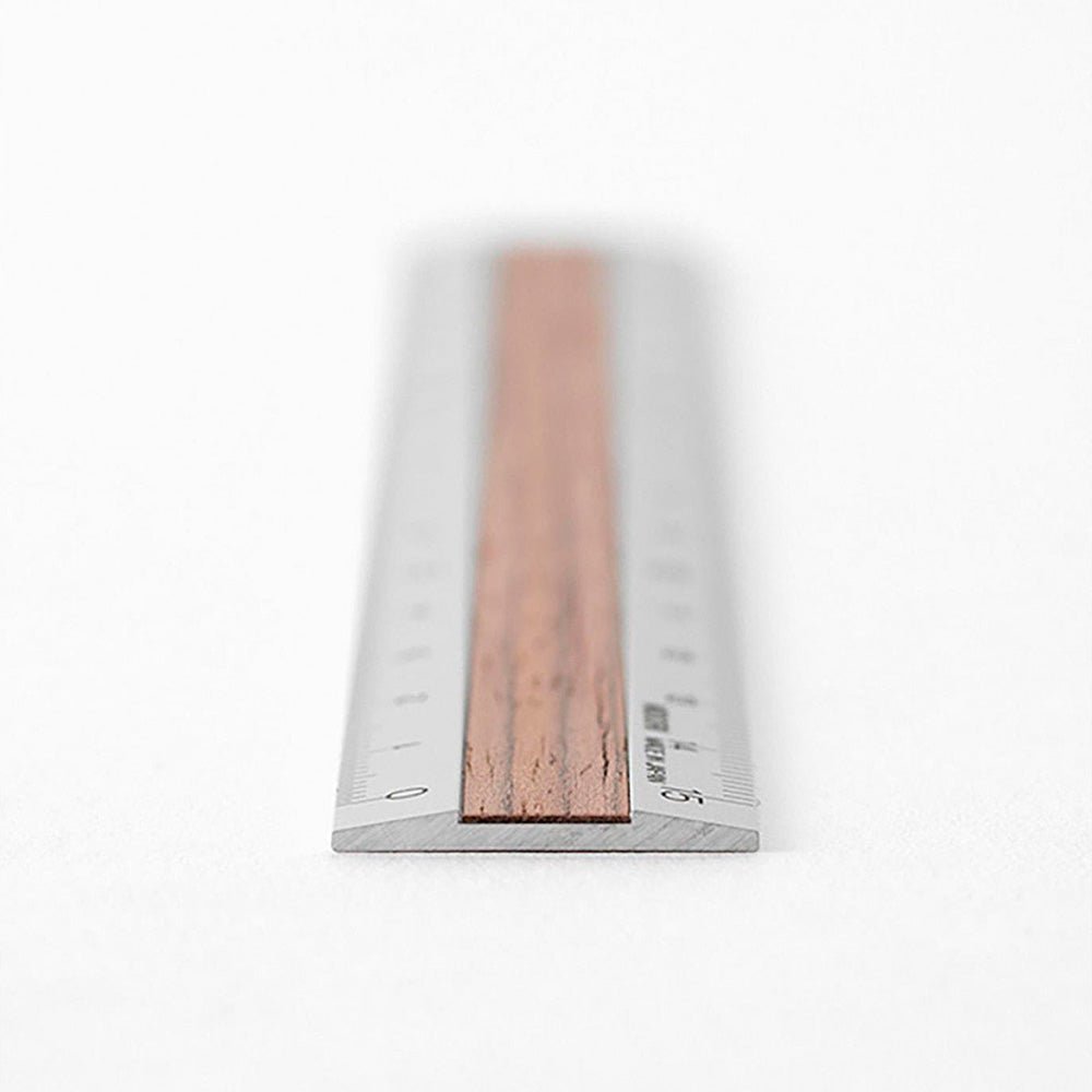 Aluminium and Wood Ruler 15cm Dark Brown