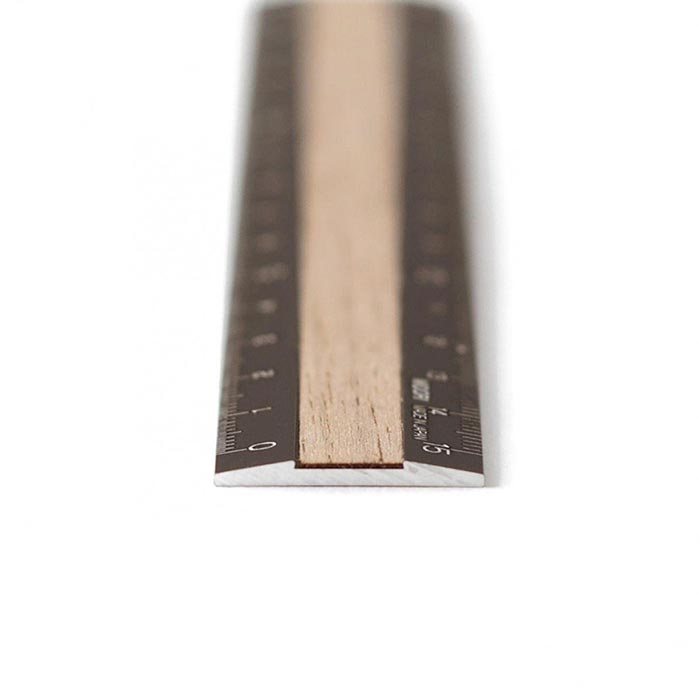 Règle en aluminium et bois 15 cm marron/marron foncé
