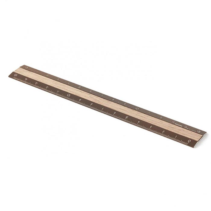 Règle en aluminium et bois 15 cm marron/marron foncé