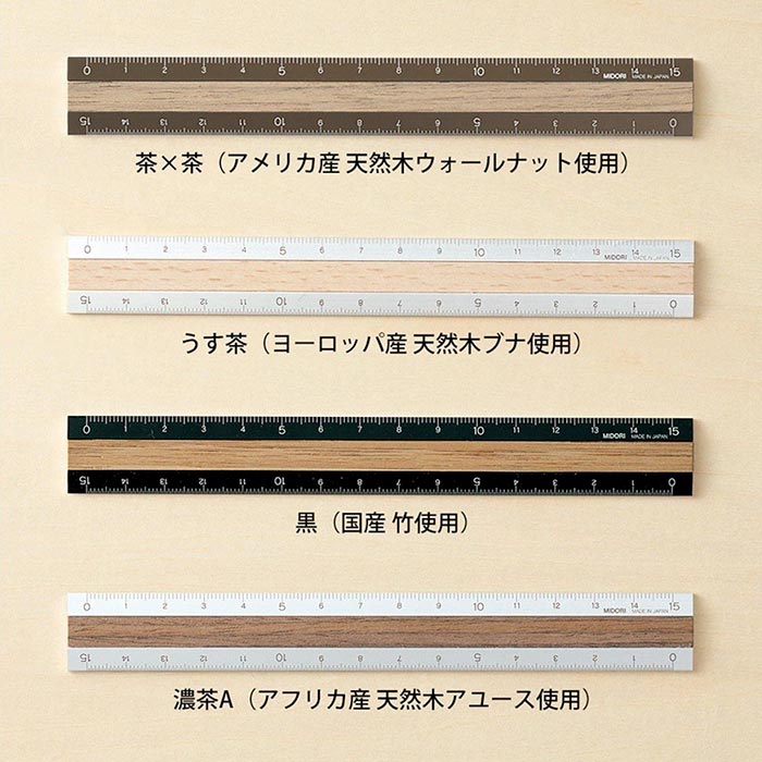 Aluminium and Wood Ruler 15cm Dark Brown