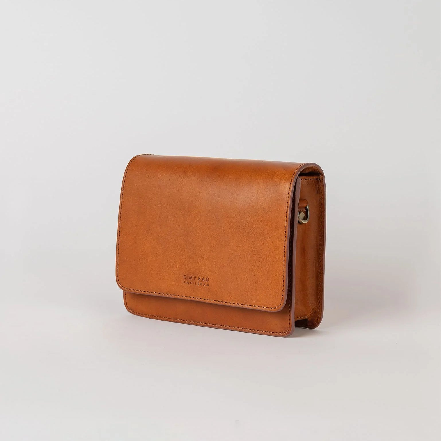 Bolso Mini Audrey Clásico Coñac (Correa Tejida/ Correa de Piel)