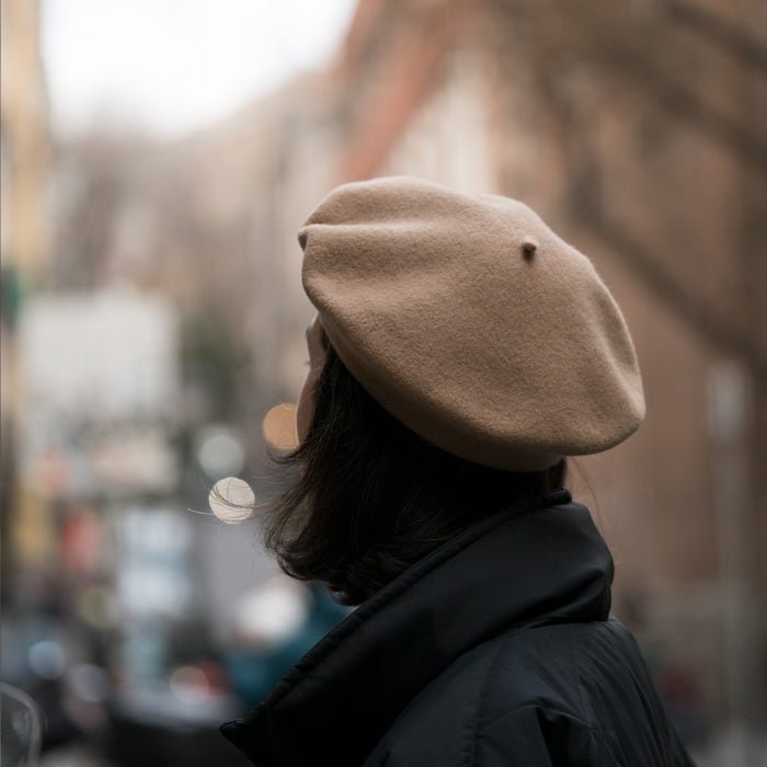 Dame Merino Wool Beret with Lining Sand Camel 6