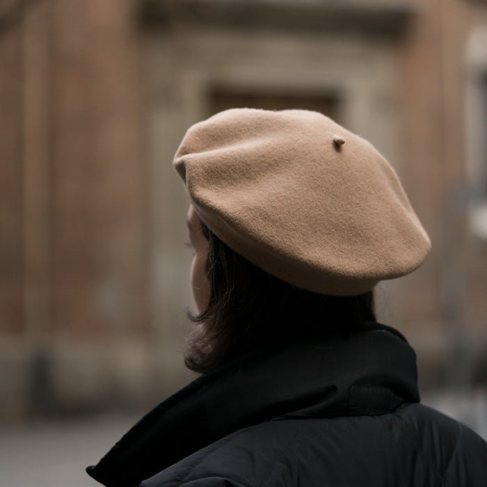 Dame Merino Wool Beret with Lining Sand Camel 6