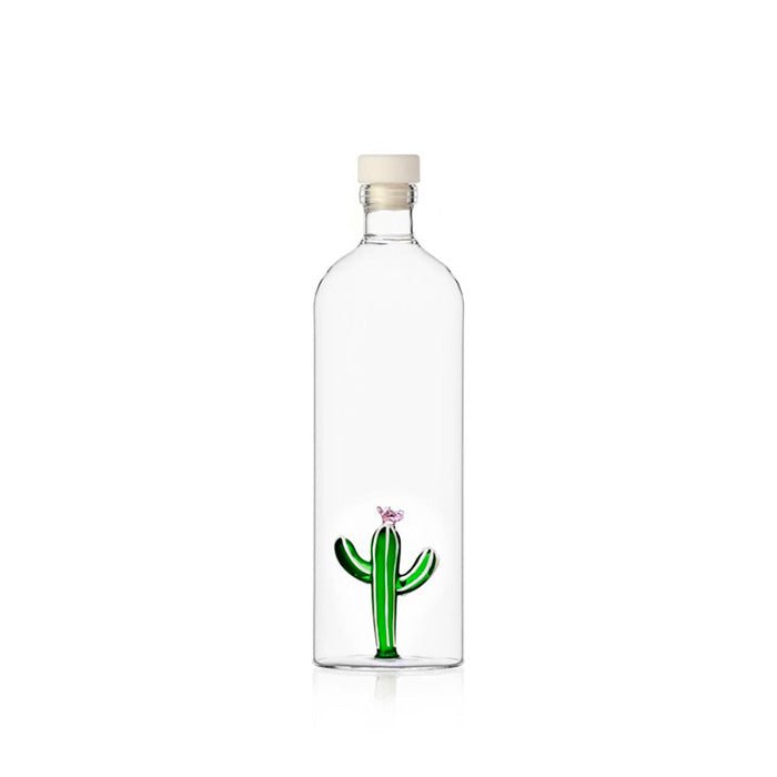Bouteille avec des plantes du désert de cactus
