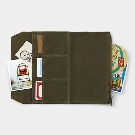TRAVELER'S notebook Caras B y Rarezas Estuche de Algodón con Cremallera Tamaño Regular Oliva