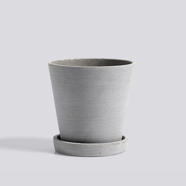 Tiesto con Plato Flowerpot Gris M (14x13,5cm)