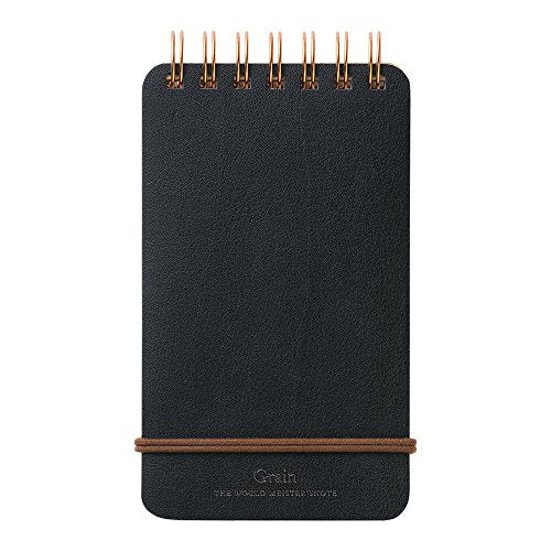 Carnet à anneaux noir WM Grain