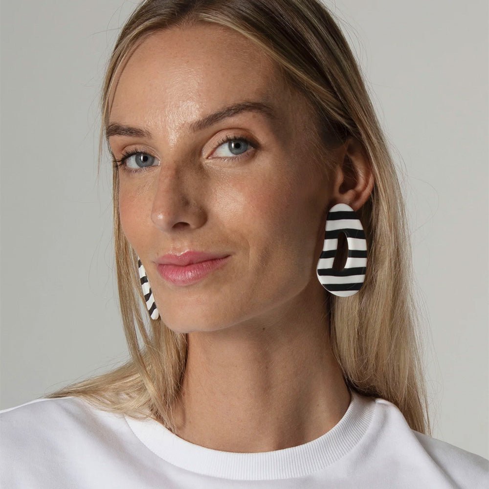 Striped Egg Earrings