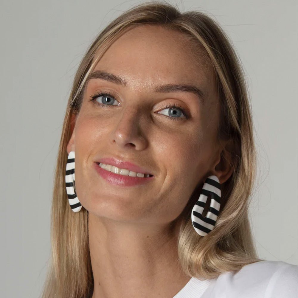 Striped Egg Earrings