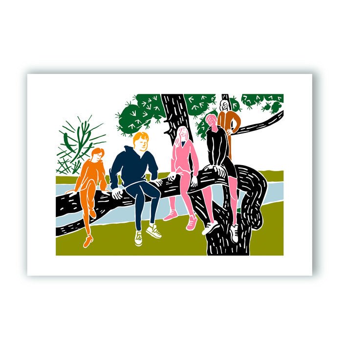 Jeunes grimpant à un arbre Giclée Print