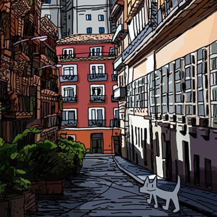 Julián paseando por Malasaña Impresión Fine Art
