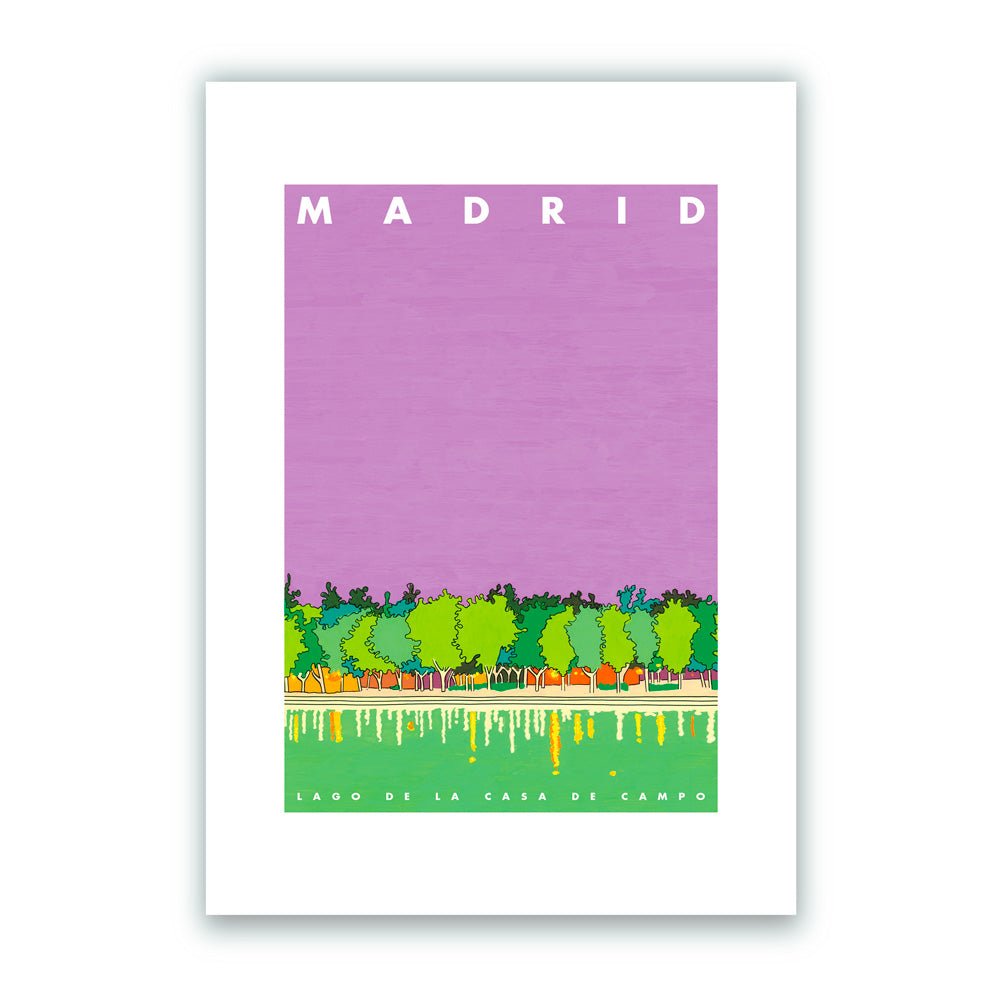 Madrid - Lago de la Casa de Campo Giclée Print A5