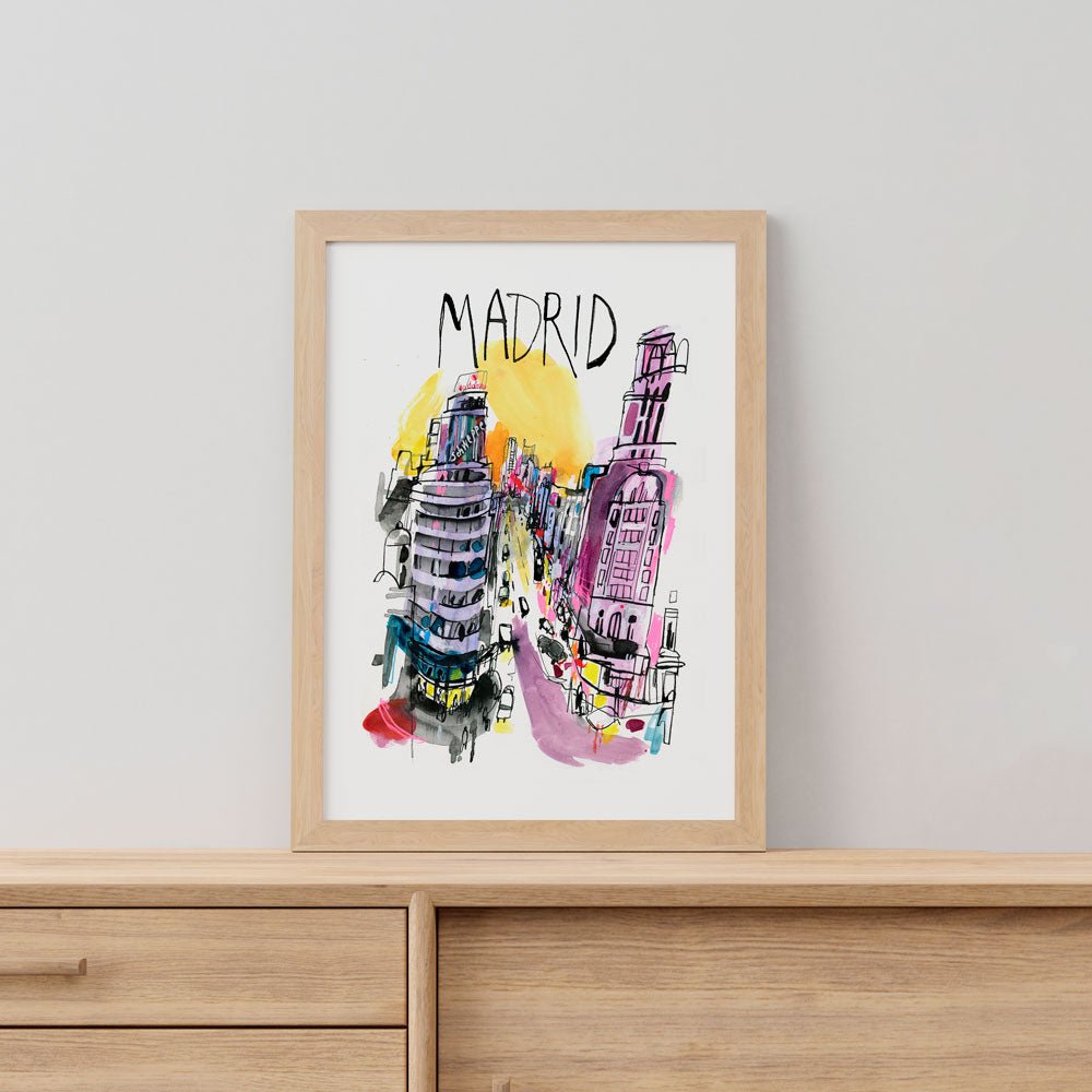 Madrid Callao Atardecer Letras Giclée Print