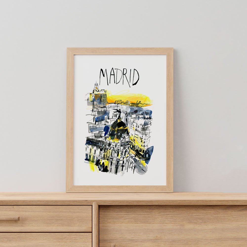 Madrid Gran Vía Atardecer Letras Giclée Print
