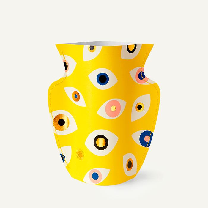 Mini vase en papier Nazar jaune