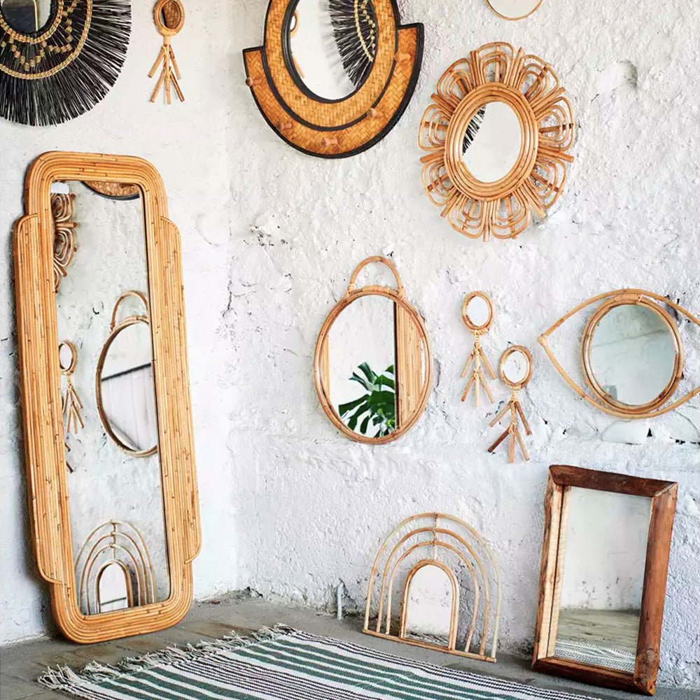 Miroir rond en bambou