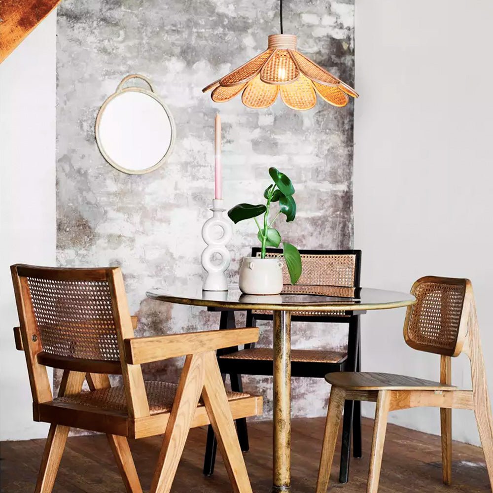 Miroir rond en bambou