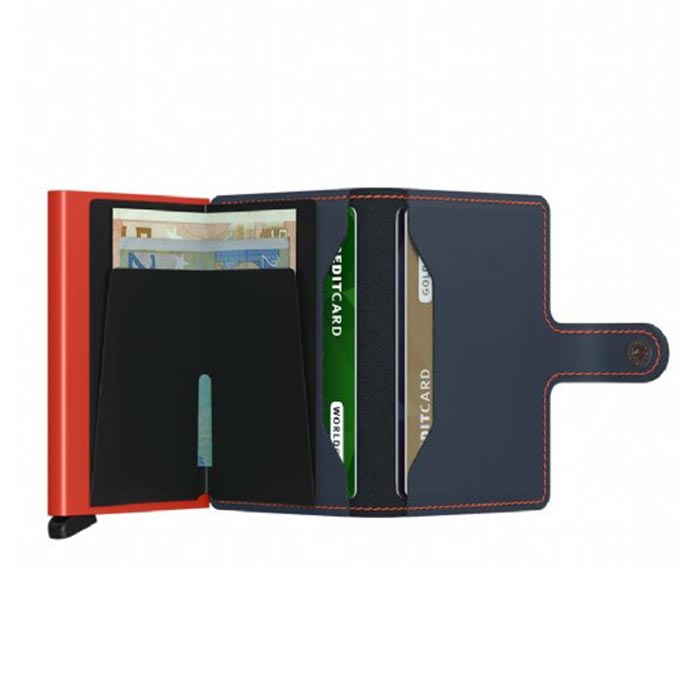 Portefeuille MM Mini Bleu Mat - Orange