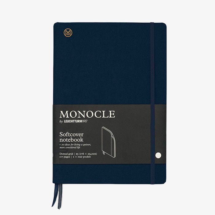 Carnet de notes B5 à couverture souple bleu foncé, grille à points