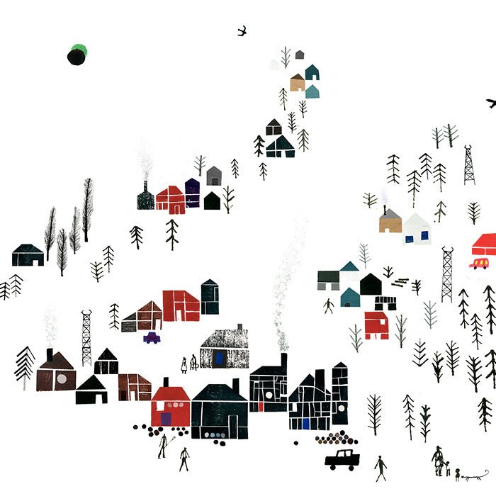 Village dans la forêt Giclée Print