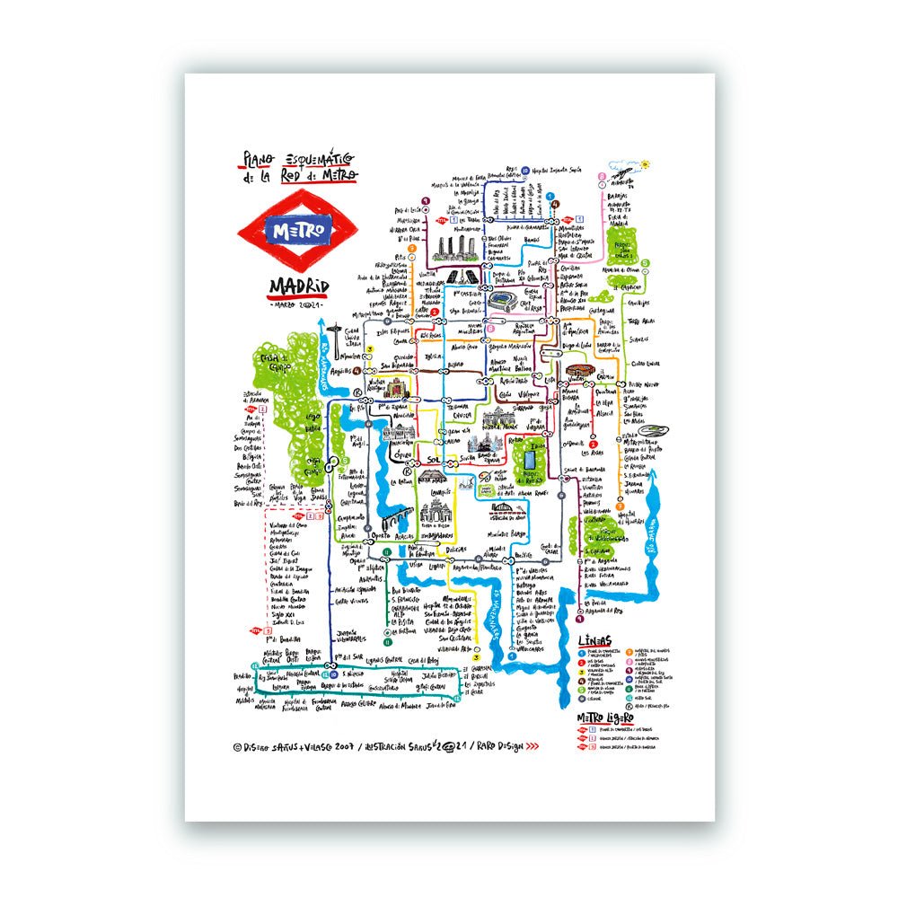 Plano de Metro Madrid Impresión Giclée A4