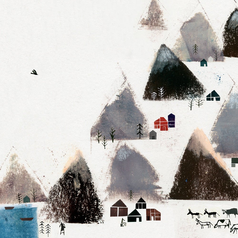 Village entre les montagnes Giclée Print