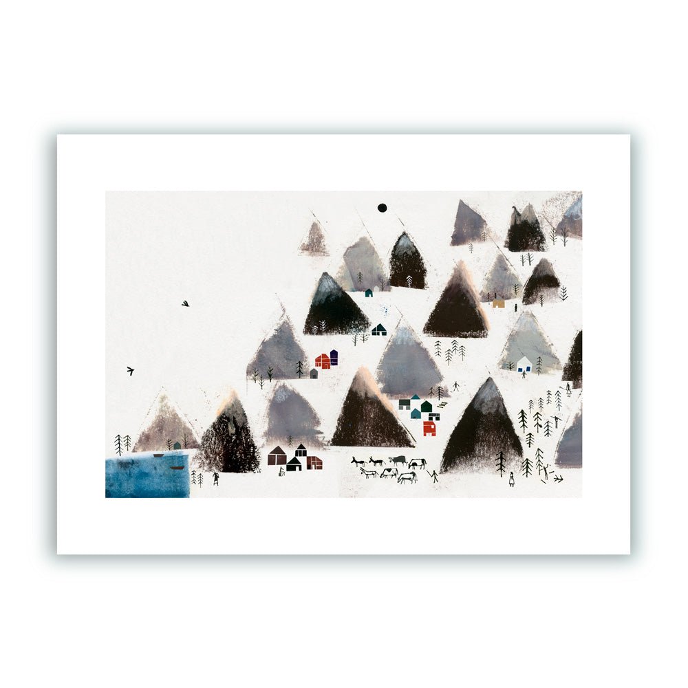 Village entre les montagnes Giclée Print