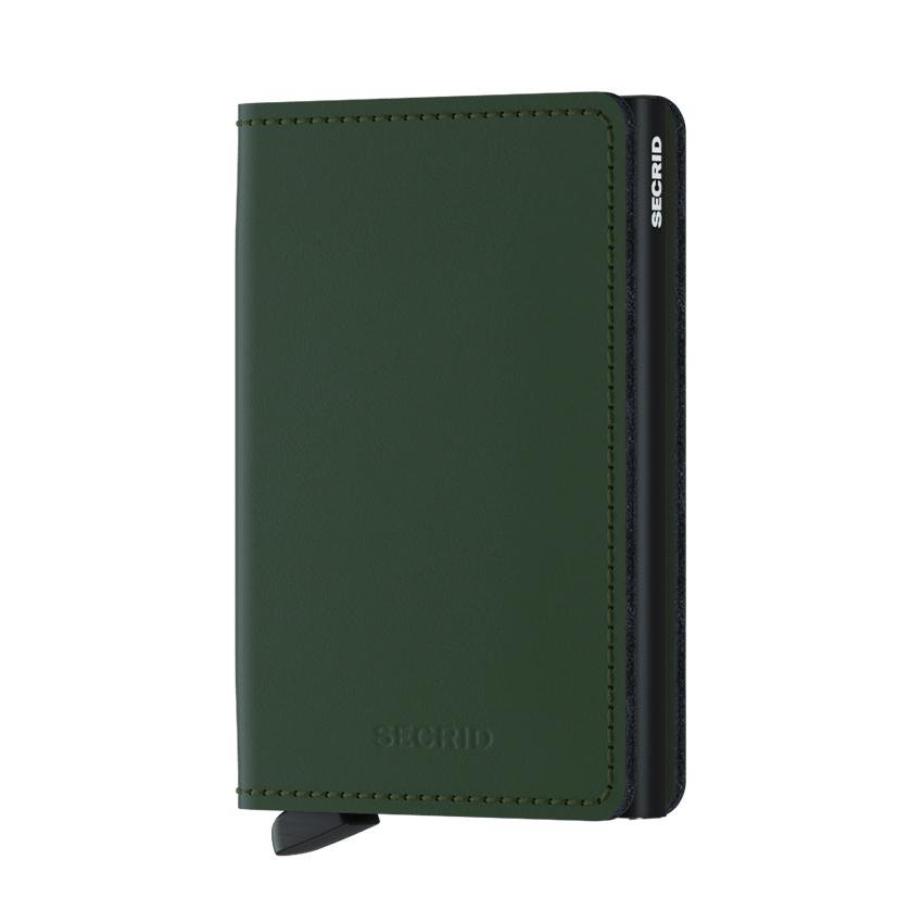 Portefeuille mince SM vert mat - noir