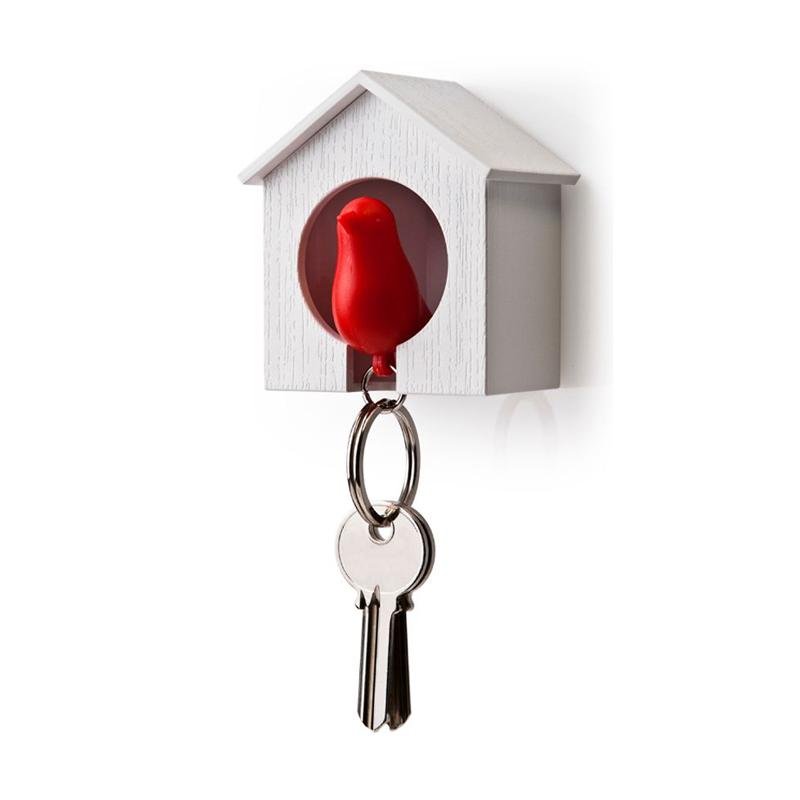 Sparrow Keyring White Red