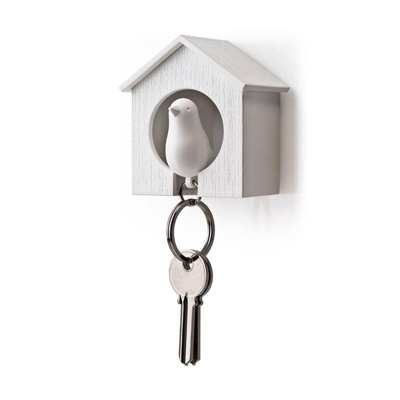 Porte-clés Moineau Blanc Blanc