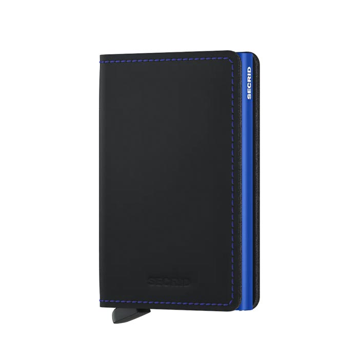 Portefeuille mince SM noir mat - bleu