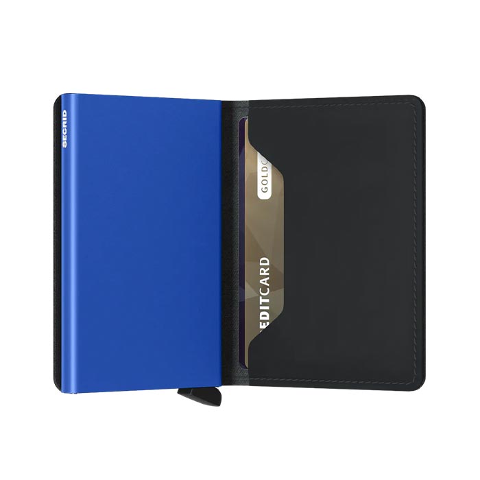 Portefeuille mince SM noir mat - bleu