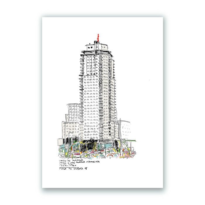 Torre Madrid Impresión Giclée A5