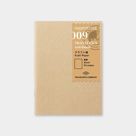 TRAVELER'S notebook Recambio 009 Papel Kraft - Tamaño Pasaporte