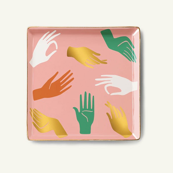 Plateau en céramique Hamsa rose