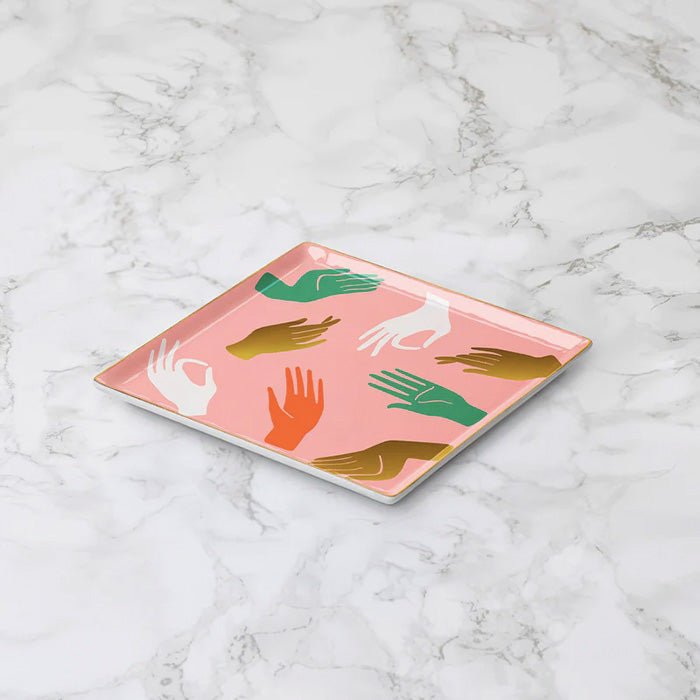 Plateau en céramique Hamsa rose
