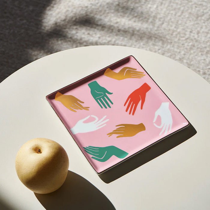Plateau en céramique Hamsa rose