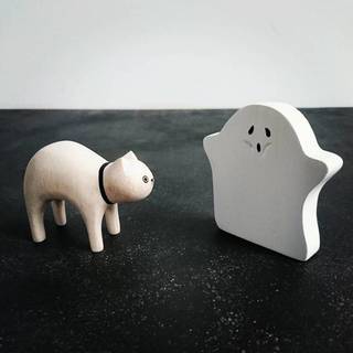 Pole Pole Wooden Animal White Cat